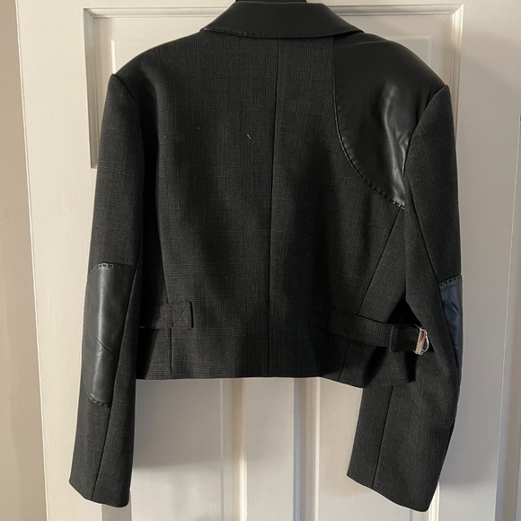 Avec Les Filles Women's Faux-Leather-Trim Cropped Jacket, BLACK, SIZE 14 NWT - Picture 10 of 15